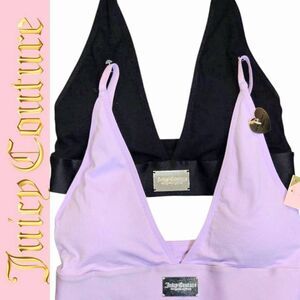 Juicy Couture Name Logo Plate Deep Pkunge 2-PK Sports Bras